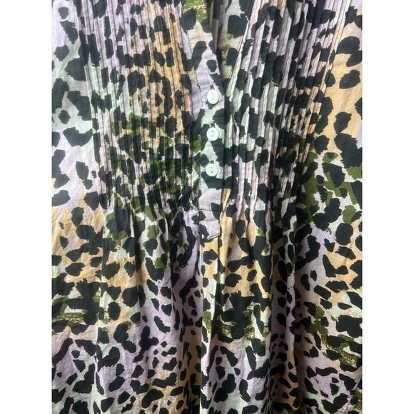 Veronica Beard Marieta Leopard Swim Cover-Up Mini Dress Printed Pintuck Sz. S - Picture 5 of 8